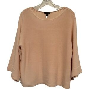 Eileen Fisher Organic Cotton Italian Yarn Three Quarter Bell Lightweight Sweater